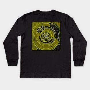 Weathered Clockwork - Yellow (Gallifreyan inspired) Kids Long Sleeve T-Shirt